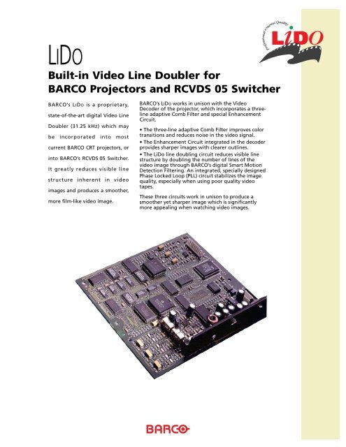 Barco LIDO Brochure/Spec Sheet - CurtPalme.com