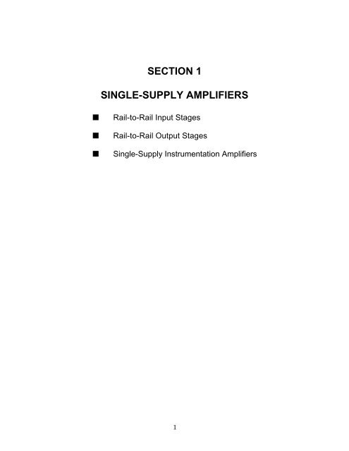 SECTION 1 SINGLE-SUPPLY AMPLIFIERS - Analog Devices