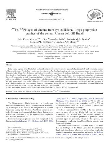 Pb/ Pb-ages of zircons from syn-collisional I-type porphyritic granites ...