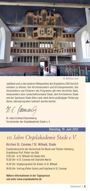 Sparkasse Stade-Altes Land (BLZ 241 510 05) - Orgelakademie Stade