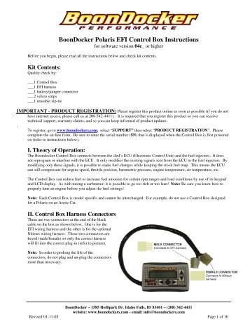 BoonDocker Polaris EFI Control Box Instructions