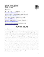 Plan de cours - Site de Michel Pronovost