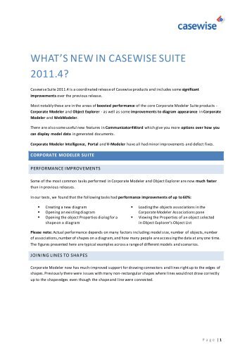 What's New in Casewise Suite 2011.4?