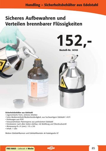 Handling – Sicherheitsbehälter aus Edelstahl - LAMBATEC GmbH