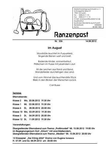 Ranzenpost vom 15.08.2012 - Waldorf in Schwerin