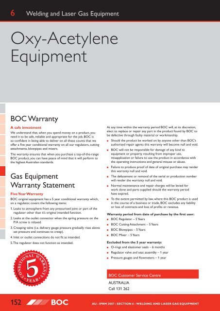 Oxy-Acetylene Equipment - BOC World of Welding