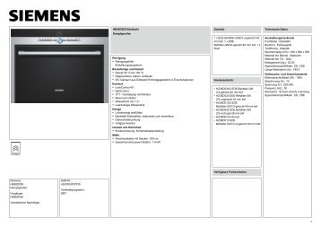 Technische Daten Siemens HB 26D555 - VS Elektro