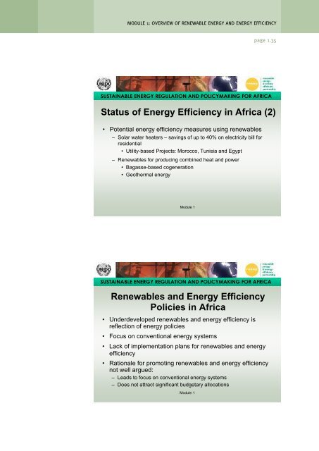 Overview of renewable energy and energy efficiency - unido