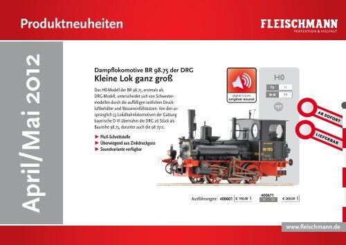 Fleischmann Neuheiten-Info April/Mai 2012 - Modellbahnshop Sebnitz