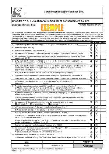 Questionnaire médical et consentement éclairé