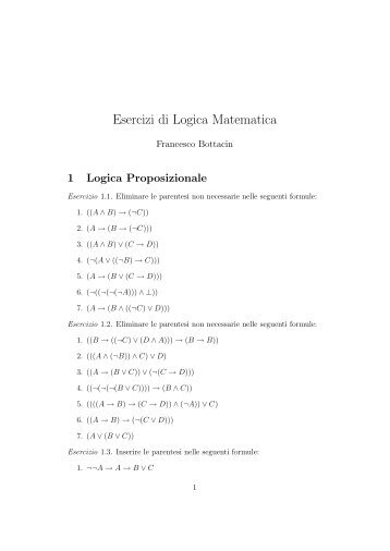 Esercizi di Logica Matematica - Dipartimento di Matematica