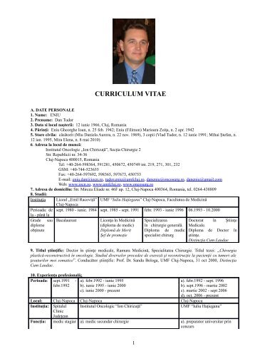 curriculum vitae - Oncosurg-Clinica Privata de Chirurgie Oncologica