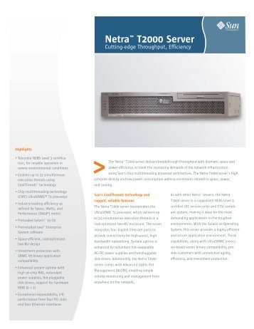 Sun Netra T2000 Server datasheet - Q Associates