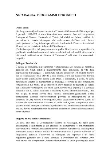 nicaragua - Cooperazione Italiana allo Sviluppo