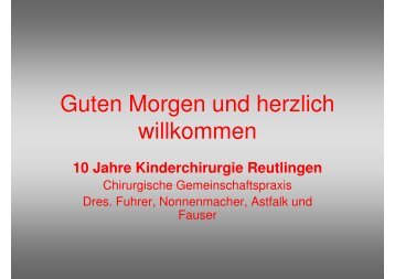 10 Jahre Kinderchirurgie Reutlingen