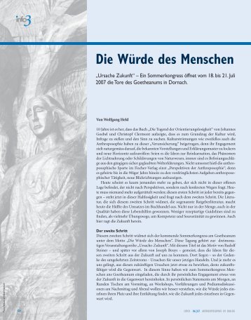 Die WÃÂ¼rde des Menschen - Ursache Zukunft