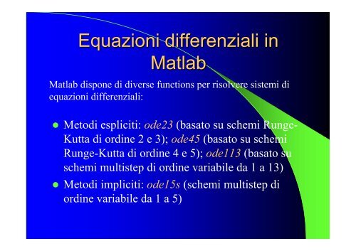 Equazioni differenziali in Matlab