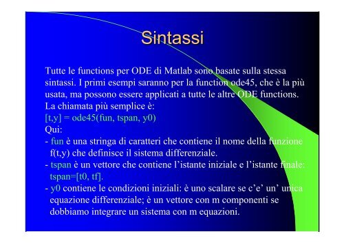 Equazioni differenziali in Matlab