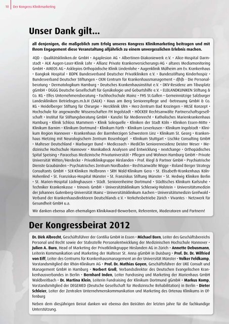 Der Kongress Klinikmarketing - HILSE KONZEPT