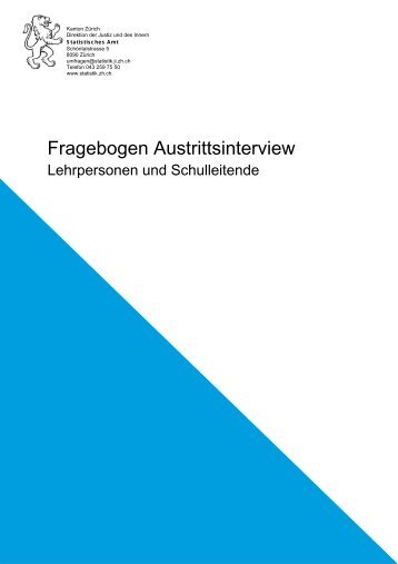 Analyse der Austrittsinterviews von Lehrpersonen ... - Kanton Zürich