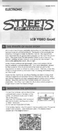 Streets of Rage LCD Video Game Instructions - Hasbro