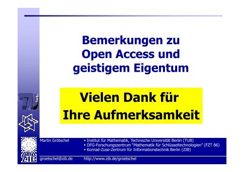 Bemerkungen zu Open Access und geistigem Eigentum - KOBV