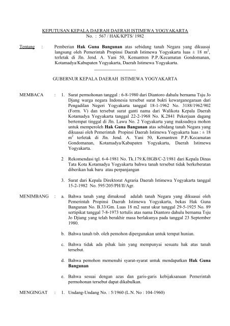 surat keputusan kepala daerah daerah istimewa yogyakarta