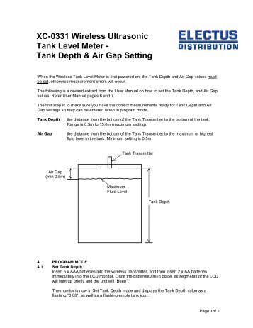 XC-0331 Wireless Ultrasonic Tank Level Meter- Programming 130403