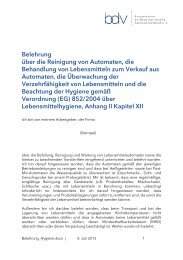 Belehrung über die Reinigung von Automaten, die ... - BDV