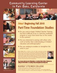 Part-Time Foundation Studies - Rudolf Steiner College