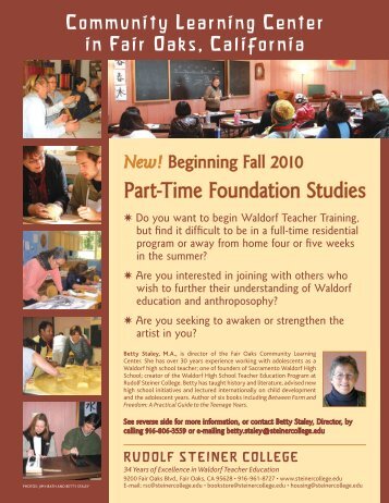 Part-Time Foundation Studies - Rudolf Steiner College