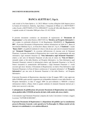 BANCA ALETTI & C. S.p.A. - Borsa Italiana