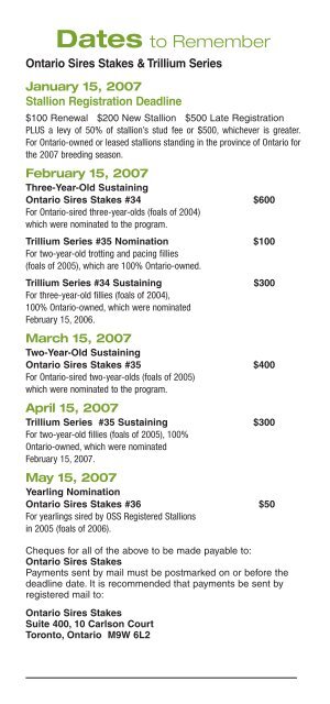 2006 - Ontario Sires Stakes