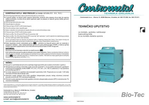 Bio-Tec-25/35/45 - TehniÄke upute - Centrometal