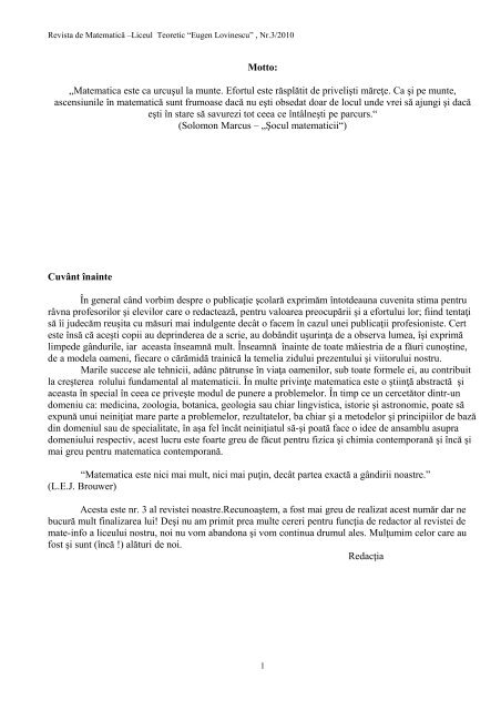 Caleidoscop matematic - Liceul Teoretic Eugen Lovinescu