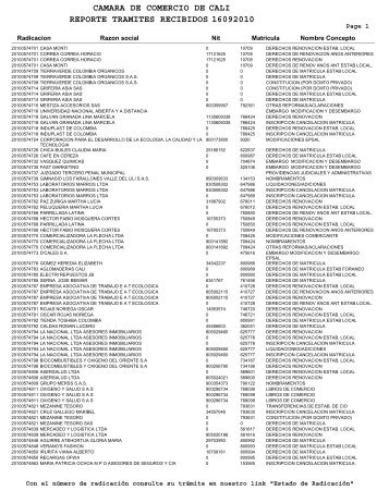 camara de comercio de reporte tramites recibidos 16092010 cali