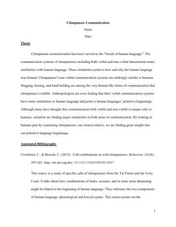 1 Chimpanzee Communication Name Date Thesis Chimpanzee ...