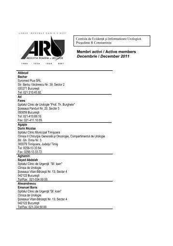 Membri activi / Active members Decembrie / December 2011
