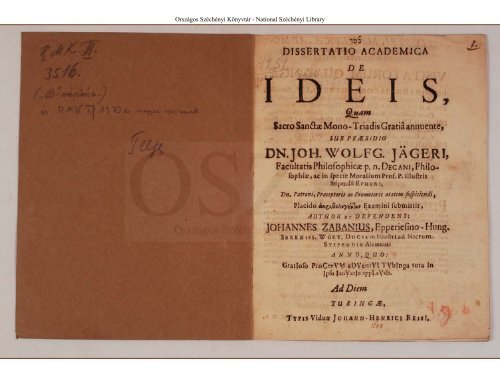 Dissertatio Academica de ideis, quam .. sub praesidio Joh. Wolfg ...