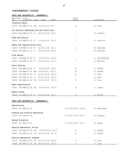 COMPLEMENTARY COURSES