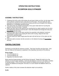 operating instructions: scorpion gold stinger - Garrett