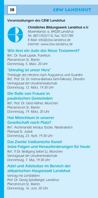 Für Senioren von Senioren - Evangelisches Bildungswerk Landshut