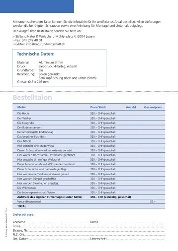 Bestelltalon - Natur & Wirtschaft