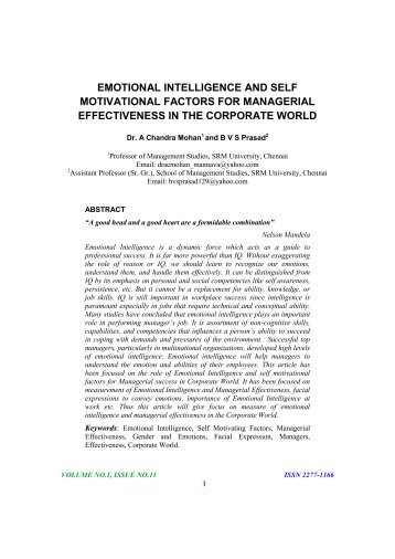 Emotional Intelligence And Self Motivational Factors For Managerial ...