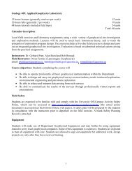 1 Geology 409: Applied Geophysics Laboratory 12 hours lectures ...