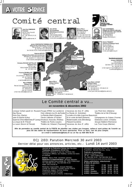 Congrès FSSTA 2003: Rendez-vous à La Tour-de-Peilz (VD)