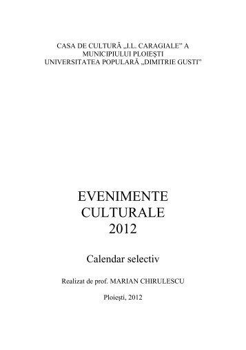 Calendar aniversari culturale 2012 PDF - Biblioteca Nicolae Iorga