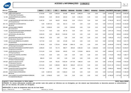 RemuneraÃ§Ã£o dos empregados da EBC - agosto de 2012