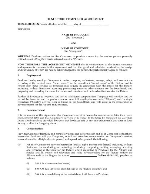 FILM SCORE COMPOSER AGREEMENT - MegaDox.com