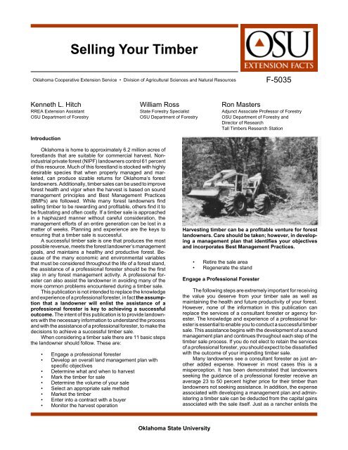 Selling Your Timber - Oklahoma Forestry Services